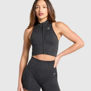 Adapt Camo Seamless Zip Up Crop Top