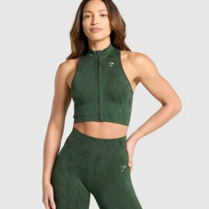 Adapt Camo Seamless Zip Up Crop Top