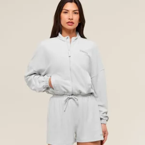 Waffle Midi Zip Up Jacket